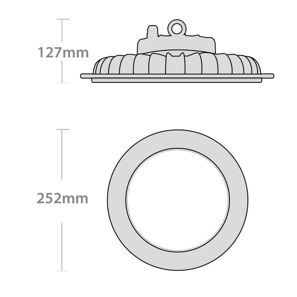 Red Arrow UFO-X Dimmable LED High Bay Dimensions