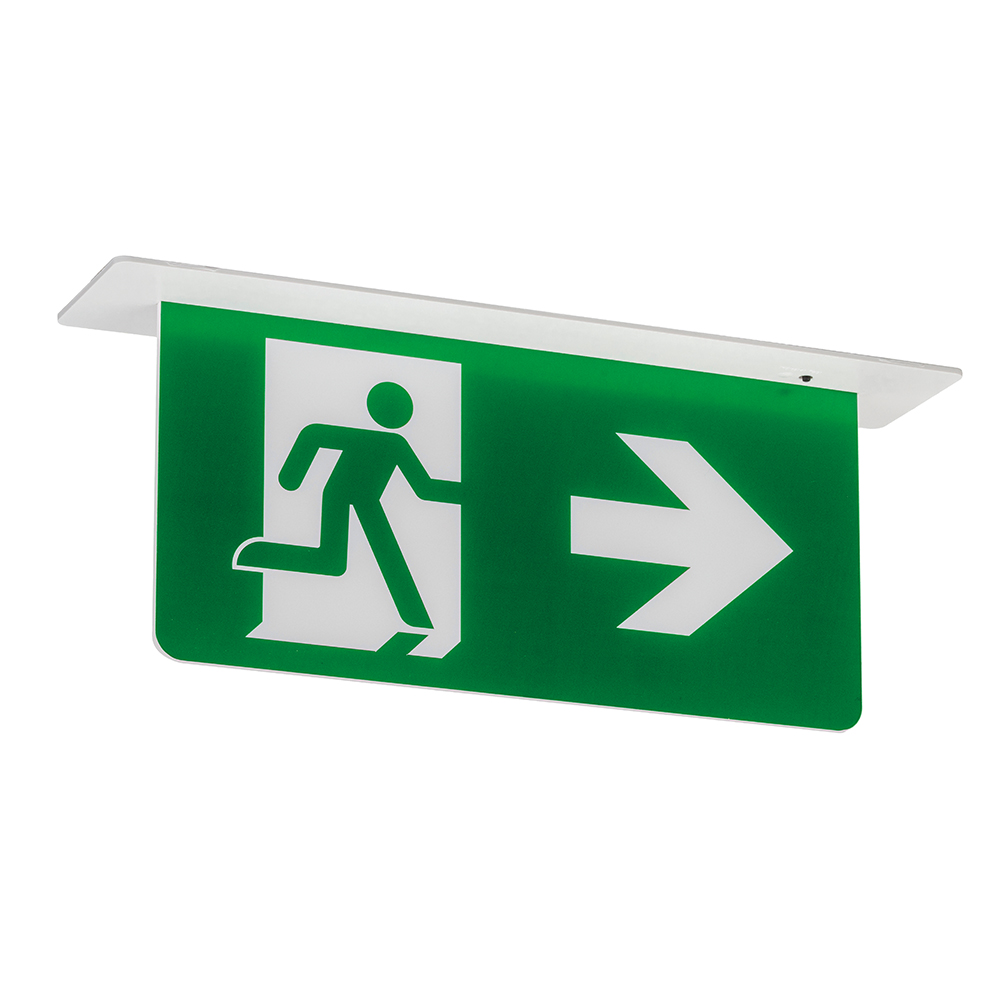 Red Arrow 5-in-1 LED Emergency Exit Sign Ceiling Mounted