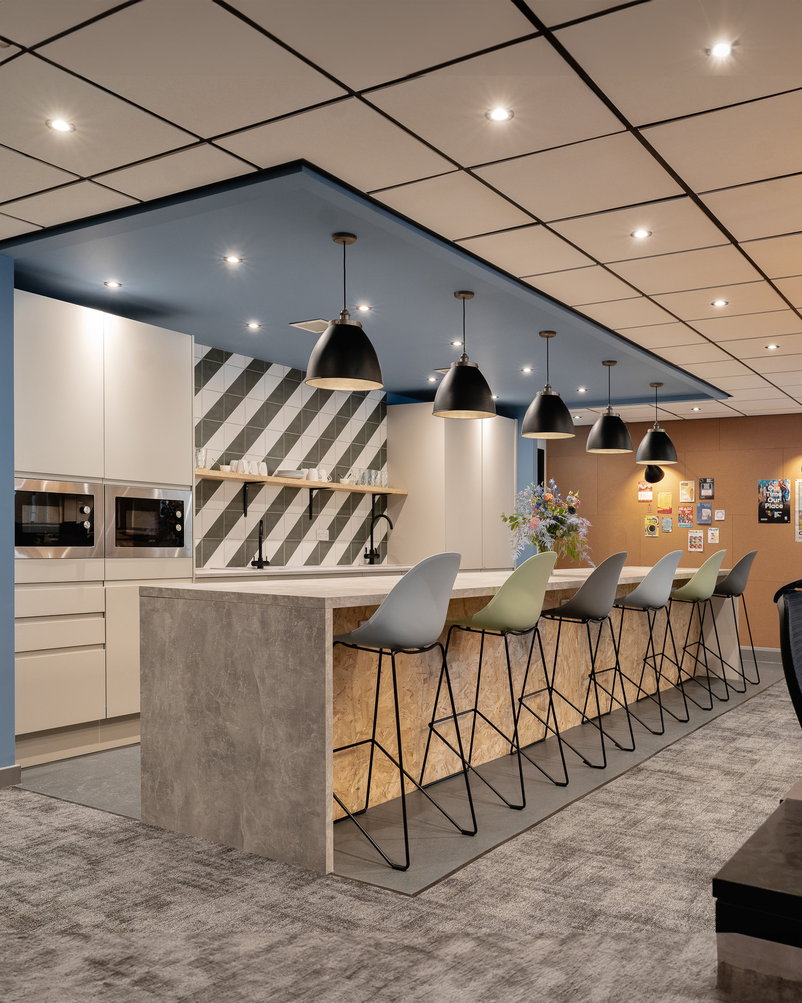 Bradford City of Culture Kitchen Area with lighting upgrade using Red Arrow Stellar LED Downlights