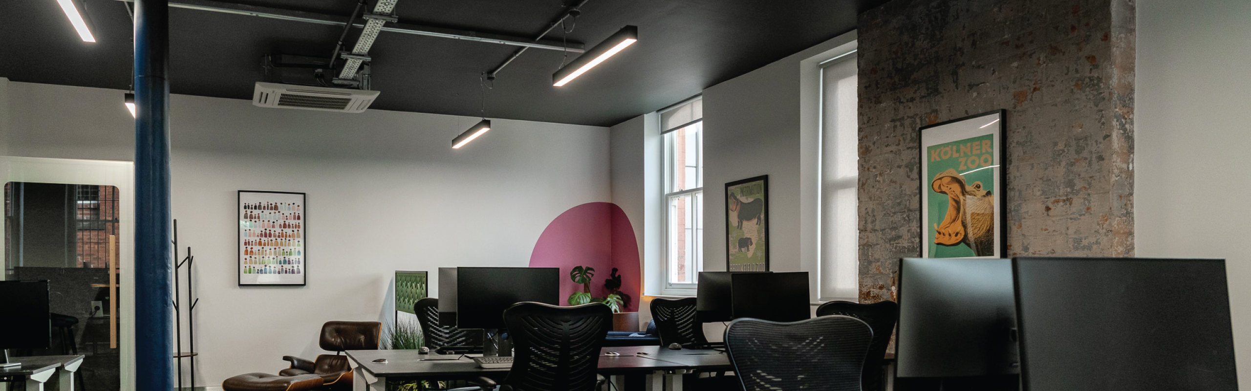 Hippo Digital office area with lighting upgrade using Red Arrow Laser Linear LED lighting