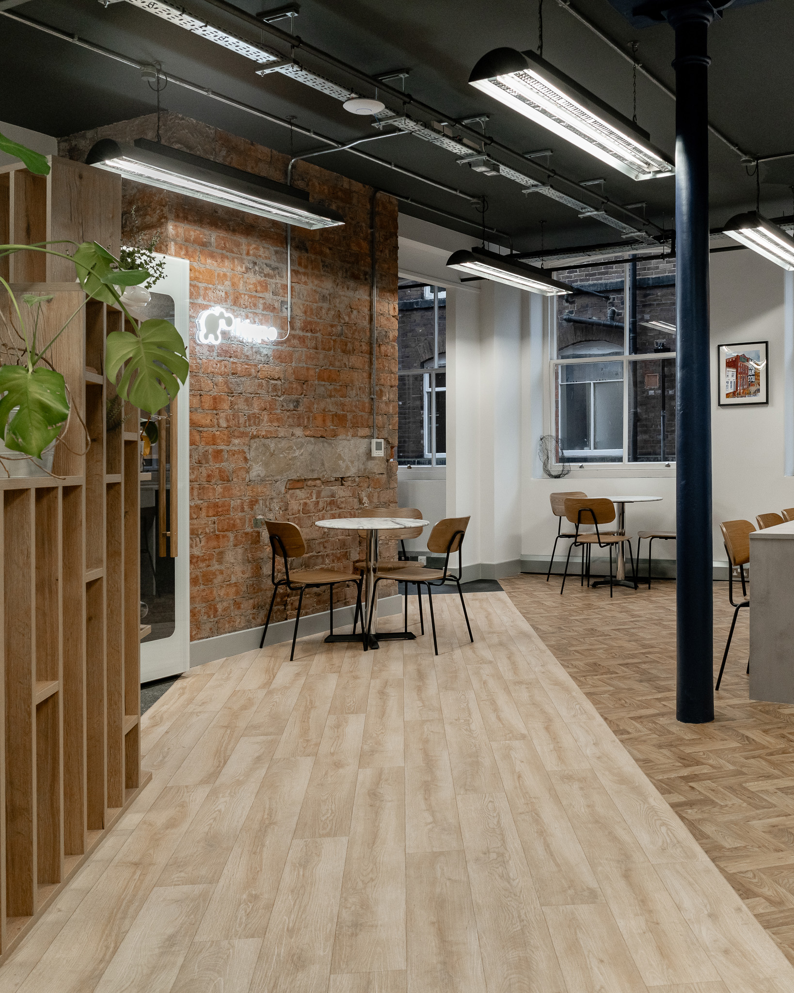 Hippo Digital reception area lighting upgrade using suspended LED lighting