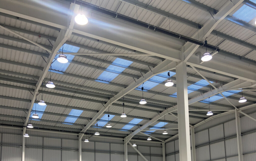 Commercial warehouse LED lighting installation and lighting control system case study.